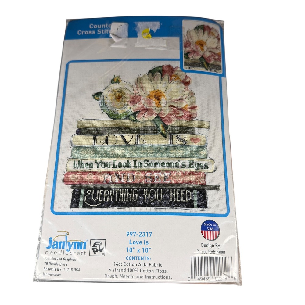 Janlynn Love Is Counted Cross Stitch Kit 10 x 10 Floral Books USA New‎